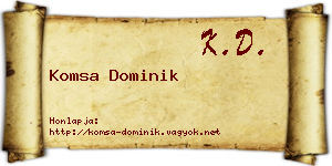 Komsa Dominik névjegykártya